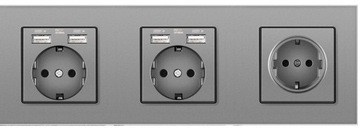 SZKLANE GNIAZDKO POTRÓJNY GNIAZDO +4× USB GNIAZDKO