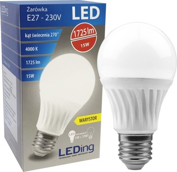 ŻARÓWKA LED 15W 1725lm E27 4000K ANTYPRZEPIĘCIOWA