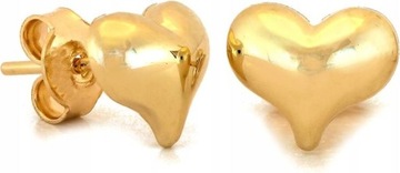 Złote kolczyki 585 gładkie serduszko na sztyfcie przy uchu wkrętki love