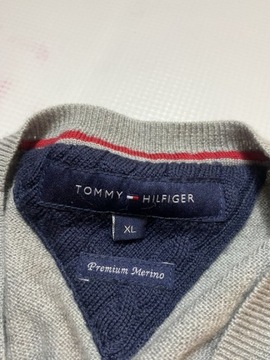 Tommy Hilfiger ORYGINAL WEŁNIANY MERINO SWETER XL