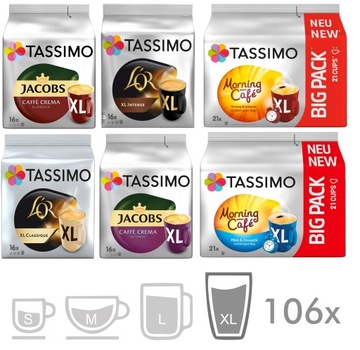 Kapsułki TASSIMO Jacobs Zestaw Crema XL 106 kaw