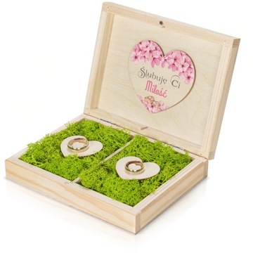 Коробочка для обручальных колец с узором ВАШ текст Moss Wedding Elegant SET