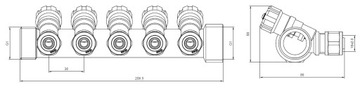 РАСПРЕДЕЛИТЕЛЬ X-HOME PEX 1” x 16 мм 10 КОНТУРОВ ХОЛОДНОЙ ВОДЫ 3 КОНТУРА ГОРЯЧЕЙ ВОДЫ