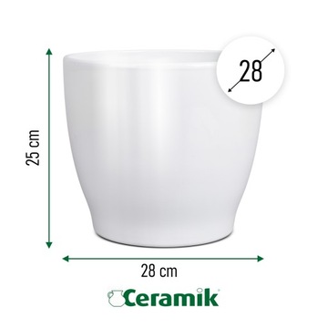 DONICA DONICZKA OSŁONKA CERAMICZNA BIAŁA GŁADKA DO KWIATÓW ROŚLIN 28 CM