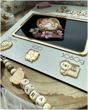 3D ИДЕНТИФИКАЦИЯ РЕБЕНКА рамка, золото, ПОДАРОК, День Рождения, КРЕЩЕНИЕ, ГРАВИРОВКА