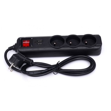 PRZEDŁUŻACZ LISTWA 1,5 m 3 gniazda z USB KD4031