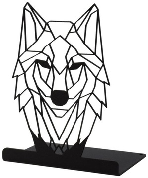 Podpórka do książek WILK Geometryczny Czarna metalowa solidna