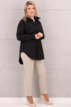 KOSZULA DAMSKA ELEGANCKA BAWEŁNIANA KLASYCZNA OVERSIZE ROZPINANA SKOSZU