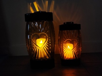 фонарь-свеча гламур HEART для могильного памятника 25 см