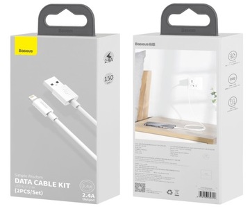 КАБЕЛЬ USB BASEUS STRONG - LIGHTNING ДЛЯ IPHONE IPAD КАБЕЛЬ 2.4А 1.5М 2ШТ.