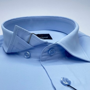 Elegancka wizytowa gładka błękitna PREMIUM koszula męska SLIM-FIT