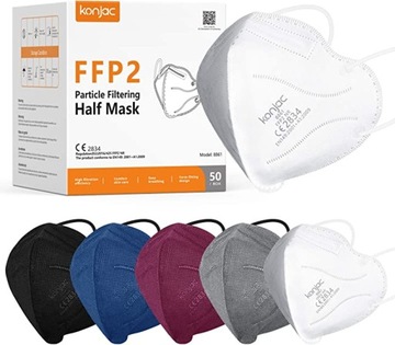 50x MASKA MEDYCZNA OCHRONNA FFP2 KONJAC KN95