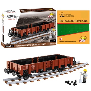 KLOCKI COBI 6285 WAGON KOLEJOWY GUTERWAGEN TYP OMMR 32 LINZ I PŁYTKA