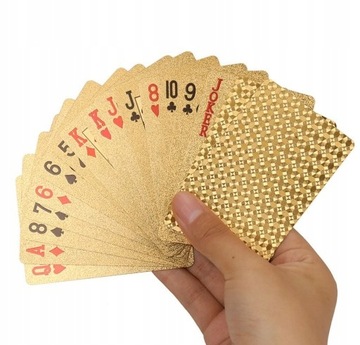 KARTY DO GRY plastik ZŁOTE GOLD POKER TALIE TALIA 54 sztuki PREMIUM