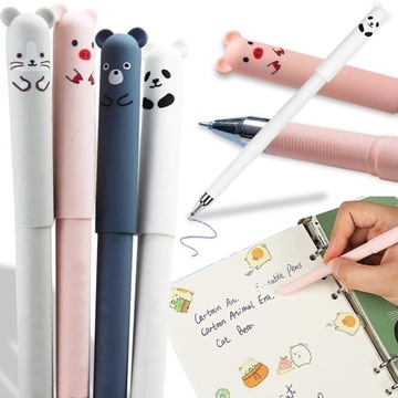 4x DŁUGOPIS ZWIERZĄTKA WYMAZYWALNY ŚCIERALNY ZMAZYWALNY Z GUMKĄ + GUMKA