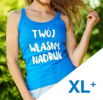 KOSZULKA NA RAMIĄCZKA DAMSKA Z NADRUKIEM LOGO XL+
