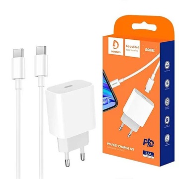 ŁADOWARKA SIECIOWA 3,6A 20W KABEL TYP-C SZYBKA MOC