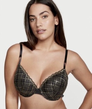 Victoria's Secret czarno złoty push-up 85 D