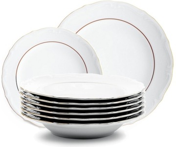B014 ZESTAW OBIADOWY 12/45 Złota Linia MARIA TERESA PORCELANA CHODZIEŻ