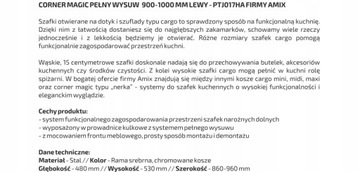 KOSZ CARGO CORNER MAGIC 900 MM PTJ017HA LEWY AMIX