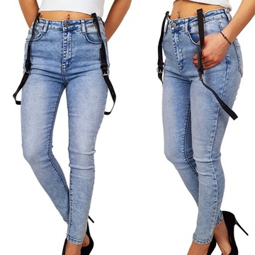 #DAMSKIE SPODNIE RURKI DOPASOWANE MODNE PUSH - UP