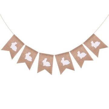 Льняные флажки с льняным баннером с пасхальным кроликом для окон офиса для празднования торжеств