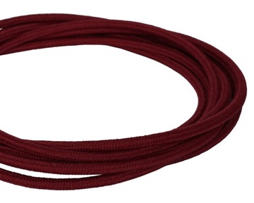 Przewód w oplocie burgund bawełna kabel do lampy