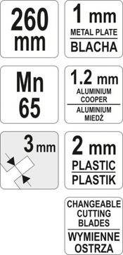 НОЖНИЦЫ ДЛЯ ЛИСТОВОГО МЕТАЛЛА YT-19260 YATO