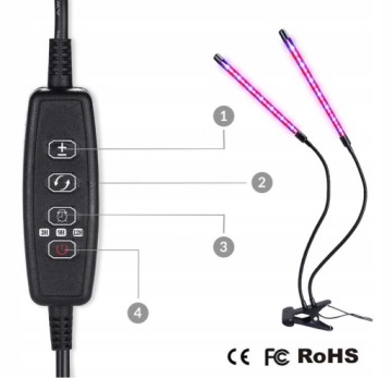 2х ПАНЕЛЬНЫЕ ЛАМПЫ ДЛЯ ВЫРАЩИВАНИЯ РАСТЕНИЙ ТАЙМЕР ПОЛНОГО СПЕКТРА USB 18 Вт 40 светодиодов