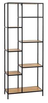 REGAŁ NOWOCZESNY TRAPPEDAL LOFT RUSTYKALNY 7 PÓŁEK INDUSTRIAL DĘBOWY CZARNY