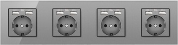 USB-РОЗЕТКА СТЕКЛЯННАЯ QUAD 4X РОЗЕТКА С 8X USB
