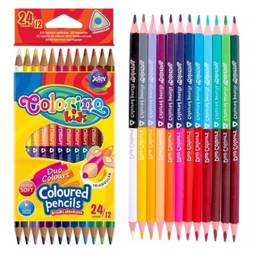 Kredki dwustronne trójkątne 24 kolory Colorino