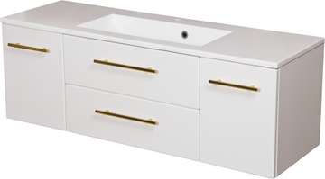 BELLI GOLD szafka łazienkowa biała + umywalka 120