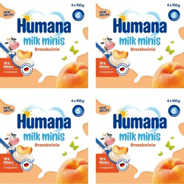 HUMANA DESEREK JOGURTOWY PO 6 MIESIĄCU O SMAKU BRZOSKWINIOWYM 4x100G x4
