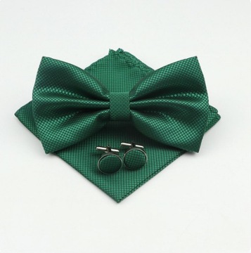 Мужской галстук-бабочка, зеленые нагрудные квадратные запонки