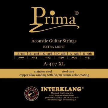 Струны для акустической гитары Prima A-407XL 10–47