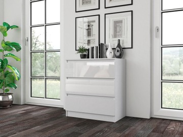 КОМОД КНИЖНЫЙ ШКАФ С 3 ЯЩИКАМИ M3 ГЛЯНЦЕВЫЙ БЕЛЫЙ