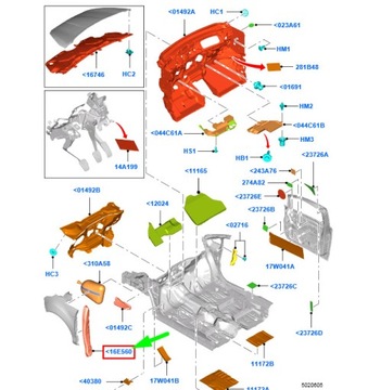 FORD B-MAX B232 FRONTA RIGHT FENDER INSULATOR AV11-R16E560-AA 1752609