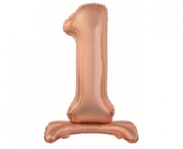 BALON RÓŻOWY ROSE GOLD STOJĄCY FOLIOWY 80CM CYFRA1