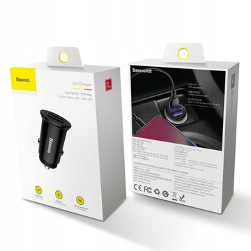 АВТОМОБИЛЬНОЕ ЗАРЯДНОЕ УСТРОЙСТВО BASEUS FAST ДЛЯ ТЕЛЕФОНА 30 Вт 2x USB 5A QC 3.0 AFC