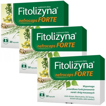 ZESTAW FITOLIZYNA NEFROCAPS FORTE x 30 KAPSUŁEK UKŁAD MOCZOWY POLPHARMA X3