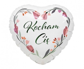 Balon SERCE białe KOCHAM CIĘ walentynki rocznica