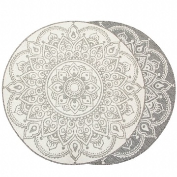 śr. 200 cm DWUSTRONNY ZEWNĘTRZNY OKRĄGŁY DYWAN BOHO ORNAMENT