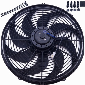 CIENKI WENTYLATOR CHŁODNICY 12V TŁOCZĄCY PŁASKI WIATRAK SAMOCHODOWY 42cm