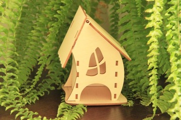 Dekoracje Las w szkle Drewniany Domek Mini