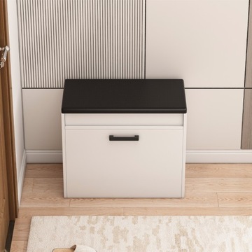 SZAFKA NA BUTY BIAŁA Z SIEDZISKIEM I SCHOWKIEM PRZEDPOKÓJ 2 PÓŁKI OTWIERANA