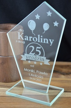 Подарок учителю - Стеклянная статуэтка с гравировкой - Школьный мотив, 16 см