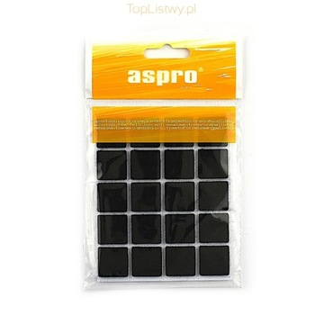 Podkładki filcowe samoprzylepne 20x20 mm czarne 20 sztuk ASPRO