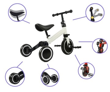 ТРЕХКОЛЕСНЫЙ БАЛАНСИРОВОК 4в1 ДЛЯ РЕБЕНКА, РЕГУЛИРУЕМЫЙ РУЛЬ, СКЛАДНОЙ