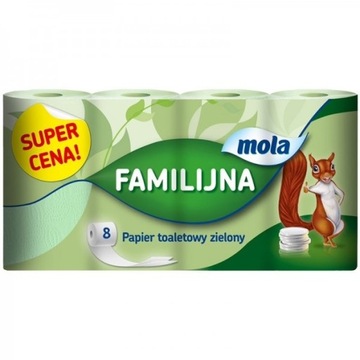 Papier toaletowy bezzapachowy Mola familijna zielona 8 rolek